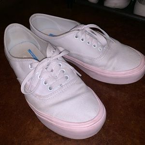 White Vans with Pink Sole